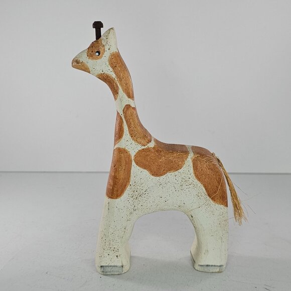 Handcrafted Wooden Giraffe Figurine Animal Decor Collectible Unique Home Accent - Picture 2 of 8